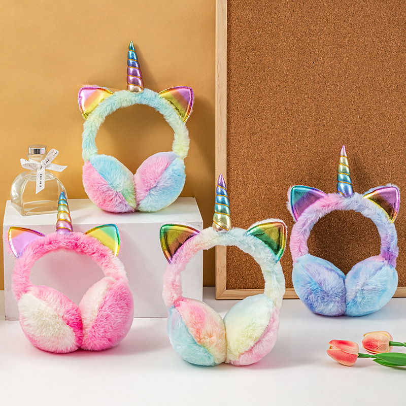 Unicorn Stuffed Toy - Kolorowy jednorożec Miękkie pluszowe puszyste nauszniki