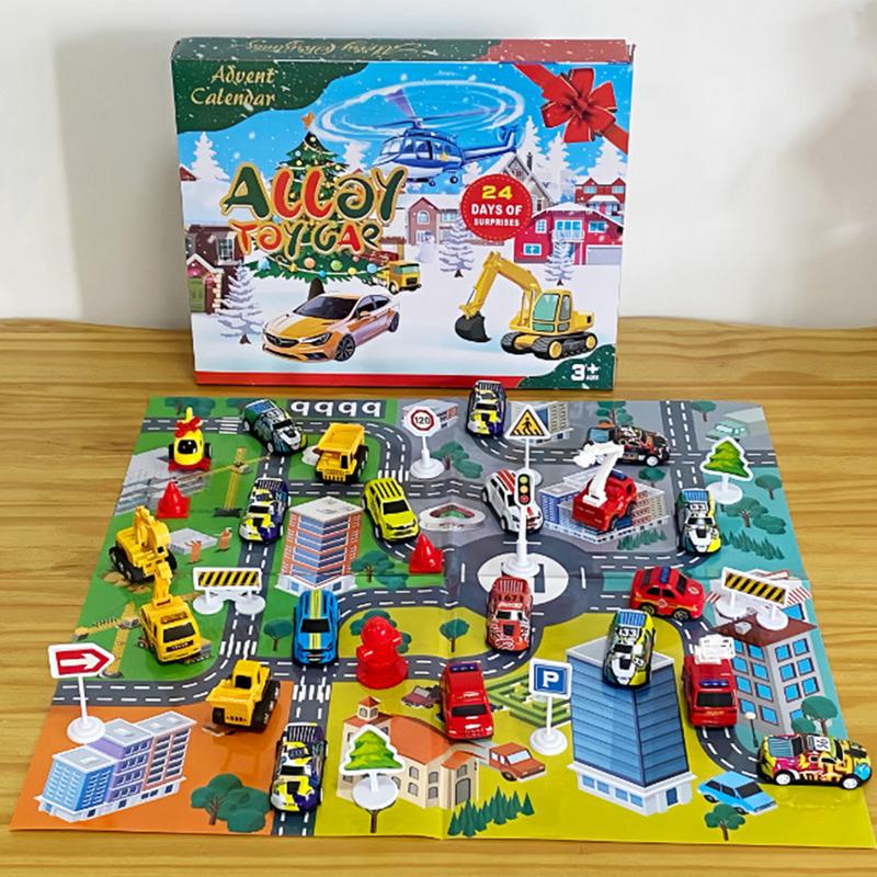 Kids Toys Christmas 2025 - 24-częściowy zestaw zabawek samochodowych Kalendarz Adwentowy